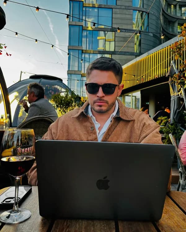 Felipe working on computer