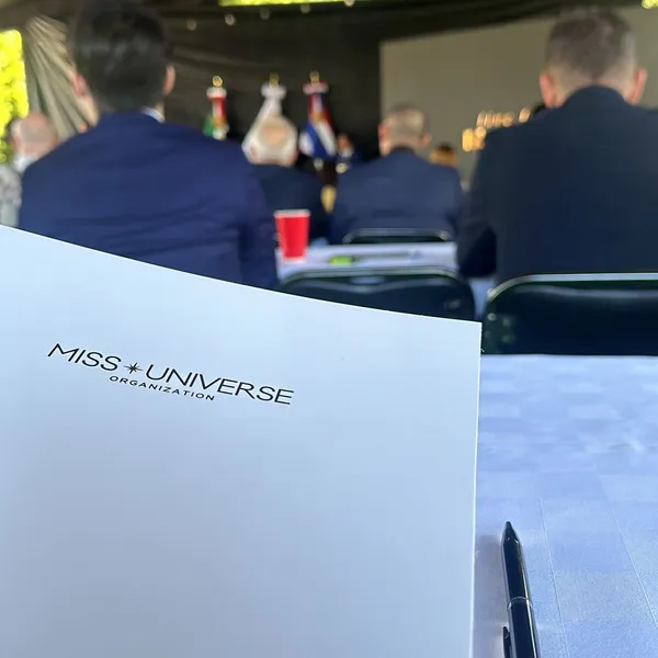 Miss Universe Organization document at meeting